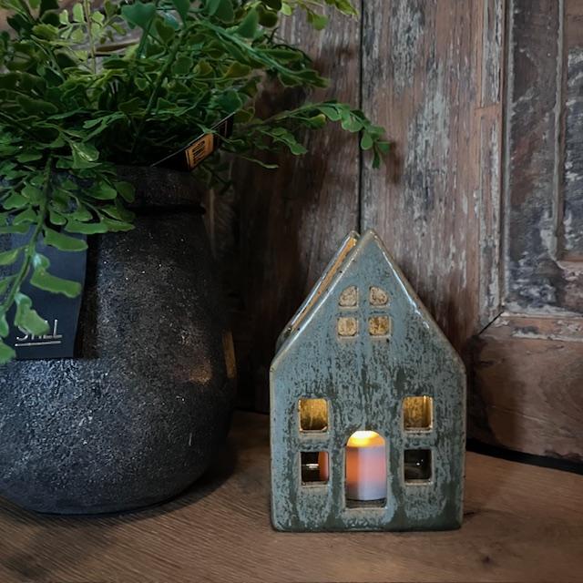 Theelicht huisje groen. afbeelding 0